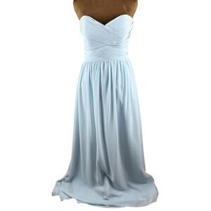 Revelry Powder Blue Strapless Chiffon‎ Gown Size 10 Formal Wedding
